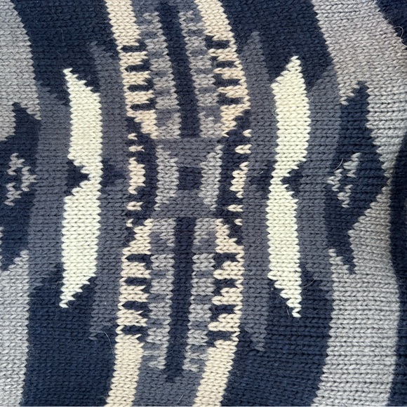 Stetson Indigo Aztec Belted Cardigan. Wool blend. Shawl collar. Tribal. Western - Picture 14 of 15